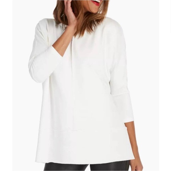 SPANX Perfect Length Top Powder White Dolman Athleisure 50171R- Size Medium - Picture 3 of 13